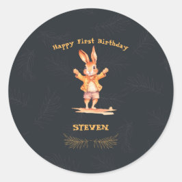 Pegatina Redonda First Birthday animal