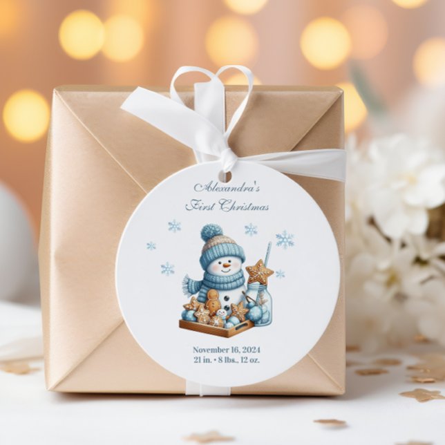Pegatina Redonda First Christmas Birth Announcement (Subido por el creador)
