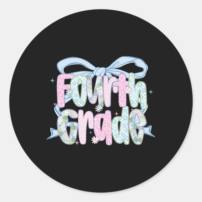 Pegatina Redonda First Day Of Fourth Grade Floral Bundle For Teache (Anverso)