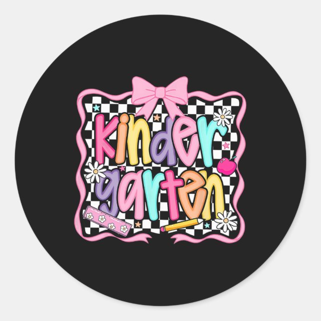 Pegatina Redonda First Day Of Kindergarten Floral Bundle For Teache (Anverso)