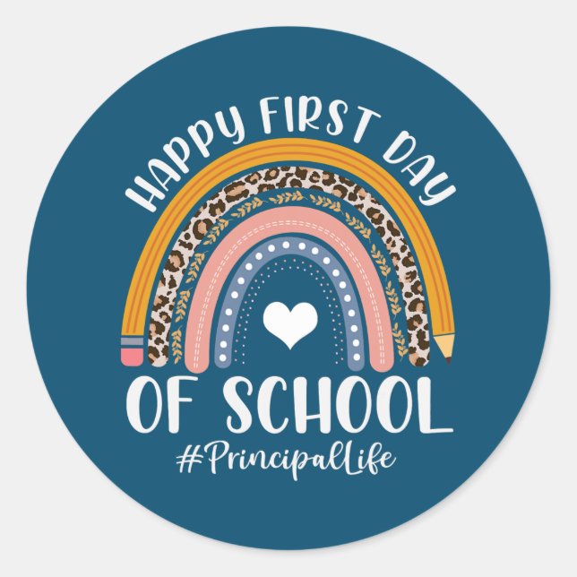 Pegatina Redonda First Day Of Principal Life Back To School (Anverso)