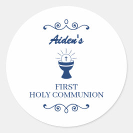 Pegatina Redonda First Holy Communion Chalice Sticker for Boys