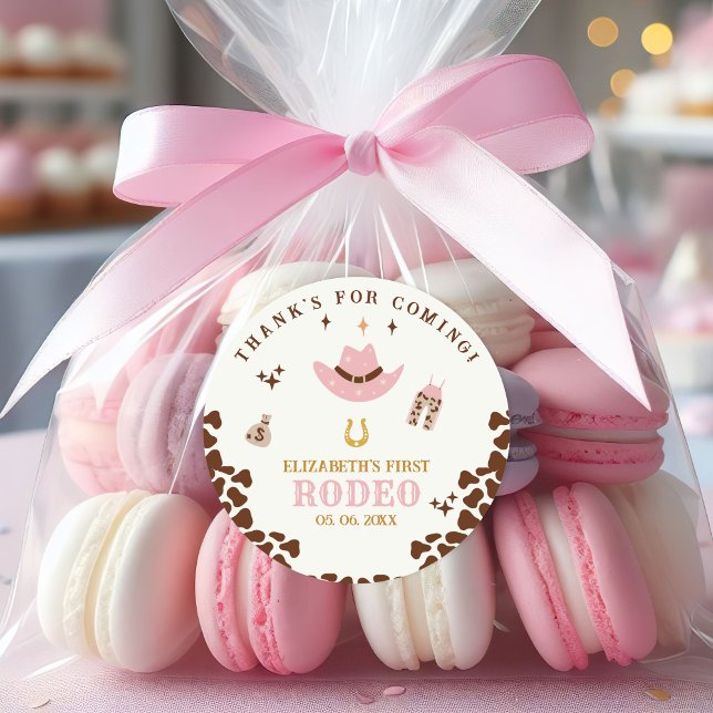 Pegatina Redonda First Rodeo Birthday Girl, Fun Cowgirl Birthday (Subido por el creador)