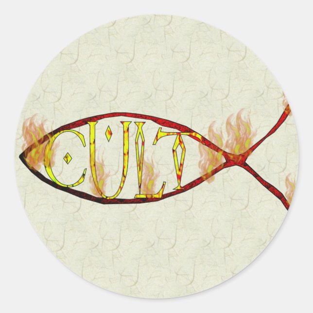 Pegatina Redonda Fish Cult (Anverso)