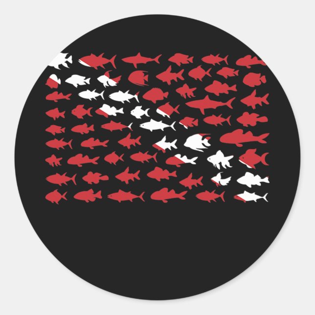 Pegatina Redonda Fish Dive for Scuba Diver Fish lover  (Anverso)