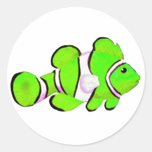 Pegatina Redonda Fish Green Vero Beach 2010 El MUSEO Zazzle Gifts