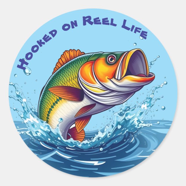 Pegatina Redonda Fish-Hooked en Reel Life (Anverso)