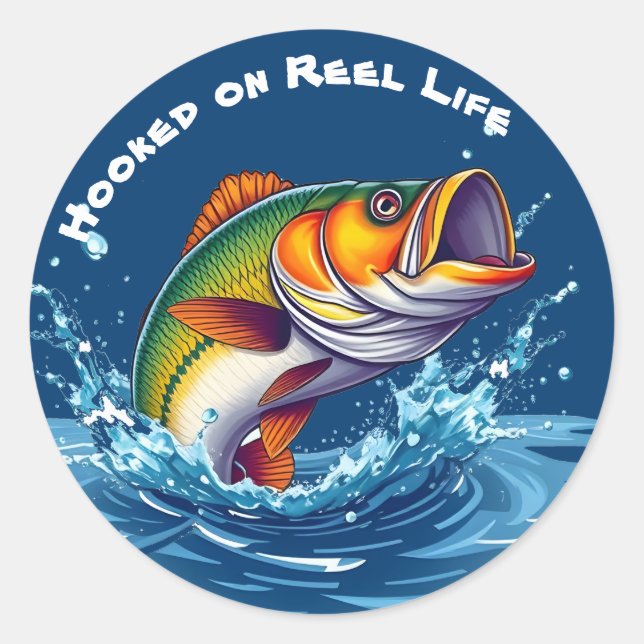 Pegatina Redonda Fish-Hooked en Reel Life (Anverso)