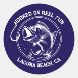 Pegatina Redonda Fish-Hooked on Reel Fun