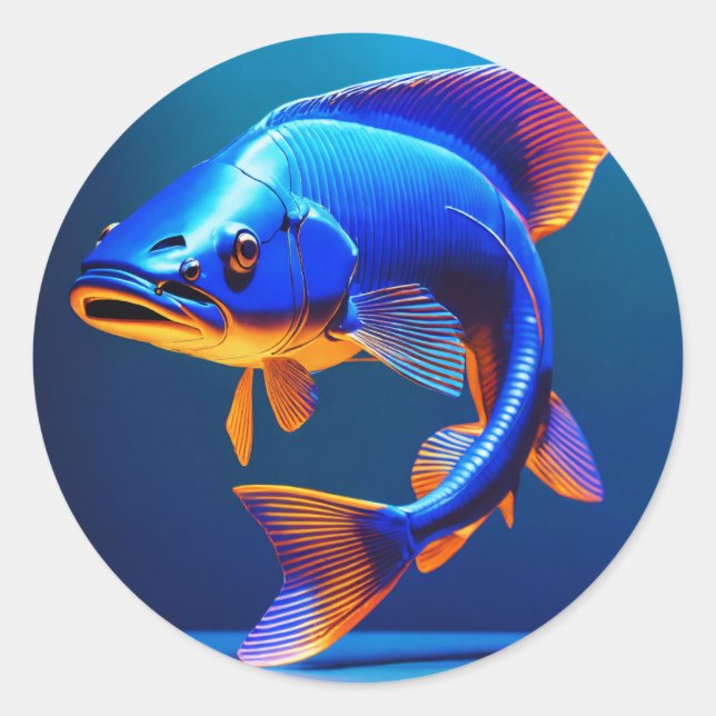 Pegatina Redonda Fish Logo Sticker | Cute & Minimal Aquatic Design (Anverso)