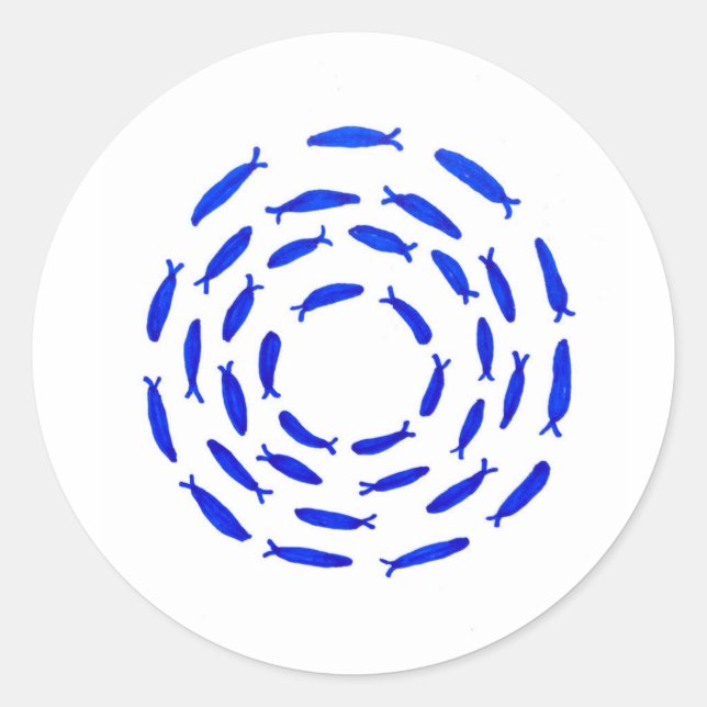 Pegatina Redonda fish shoal circle bait ball  (Anverso)