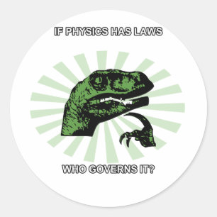 Pegatina Redonda Física de Philosoraptor