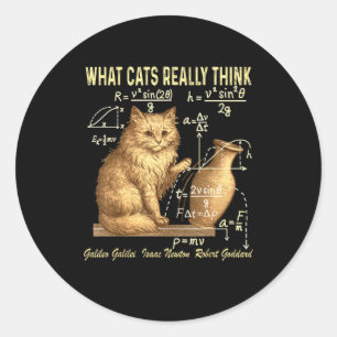 Pegatina Redonda Física divertida humor científico lo que los gatos