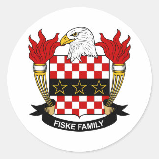 Pegatina Redonda Fiske Family Crest
