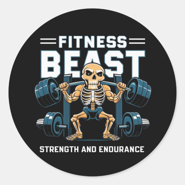 Pegatina Redonda Fitness Beast (Anverso)
