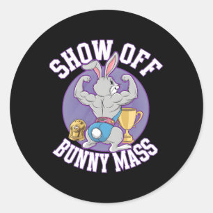 Pegatina Redonda Fitness Bunny Bodybuilder Show Off Bunny M Funny R