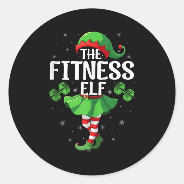 Pegatina Redonda Fitness Elf Christmas Girls Women Elf Squad Xmas F (Anverso)