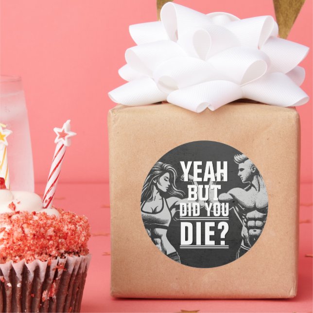 Pegatina Redonda Fitness Gym Formación Formación de cuerpo Motivaci (Fiesta)