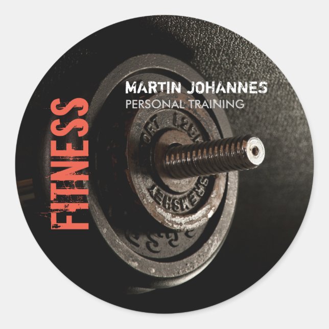 Pegatina Redonda Fitness Personal Trainer Bodybuilding Moderno Shar (Anverso)