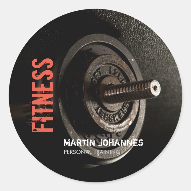 Pegatina Redonda Fitness Personal Trainer Bodybuilding Moderno Shar (Anverso)