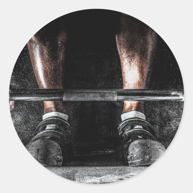 Pegatina Redonda Fitness Weightrising Gym (Anverso)