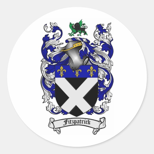 PEGATINA REDONDA FITZPATRICK FAMILK CREST - ESCUDO FITZPATRICK (Anverso)