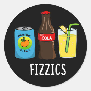 Pegatina Redonda Fizzics Funny Fizzy Cola Bebe Pun Dark BG