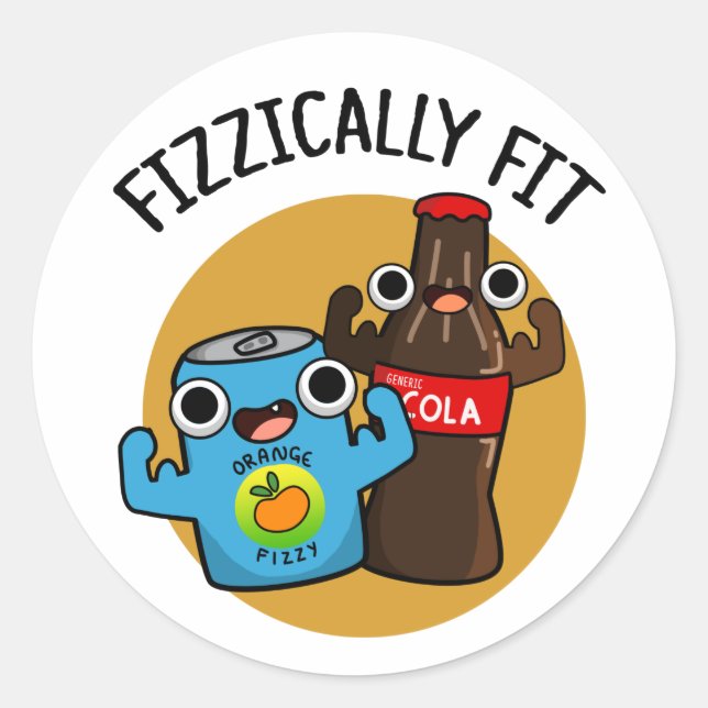 Pegatina Redonda Fizzzic Fit Funny Fizzy Cola Pun (Anverso)