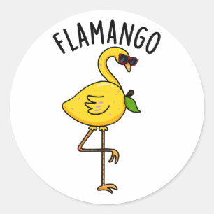 Pegatina Redonda Fla-mango Funny Flamingo Pun