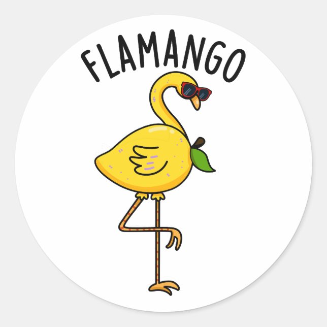 Pegatina Redonda Fla-mango Funny Flamingo Pun (Anverso)