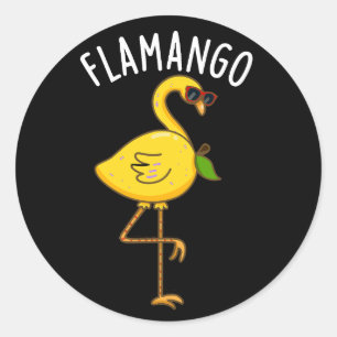 Pegatina Redonda Fla-mango Funny Flamingo Pun Dark BG