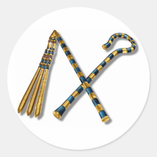 Pegatina Redonda Flail and Crook de Tutankhamun