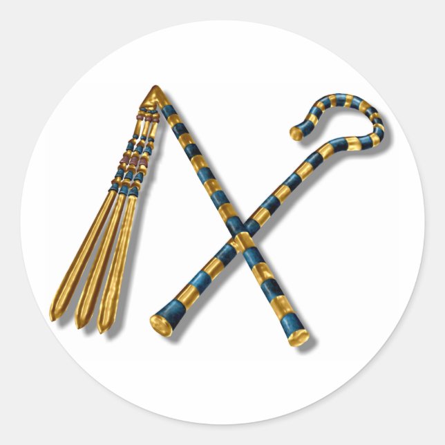 Pegatina Redonda Flail and Crook de Tutankhamun (Anverso)