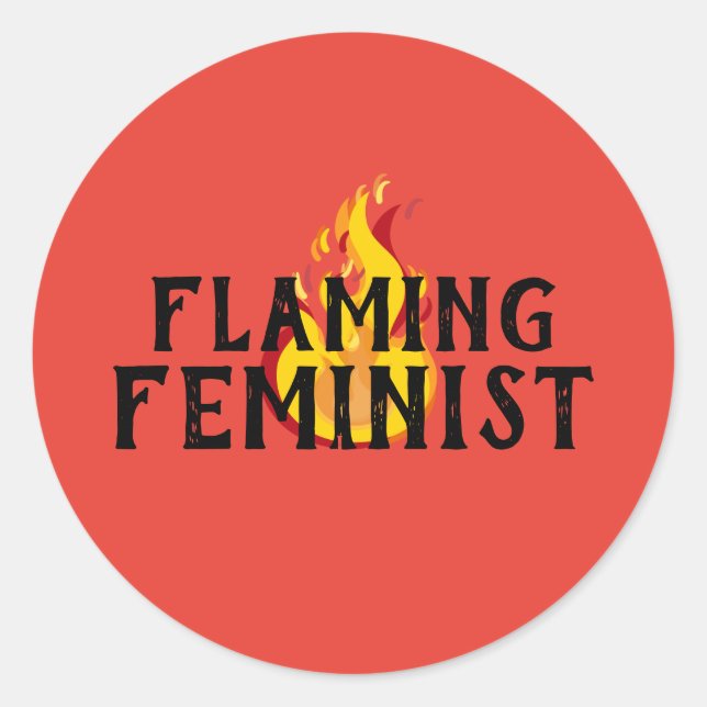 Pegatina Redonda Flamante Feminismo Feminista RBG Flama 20 (Anverso)