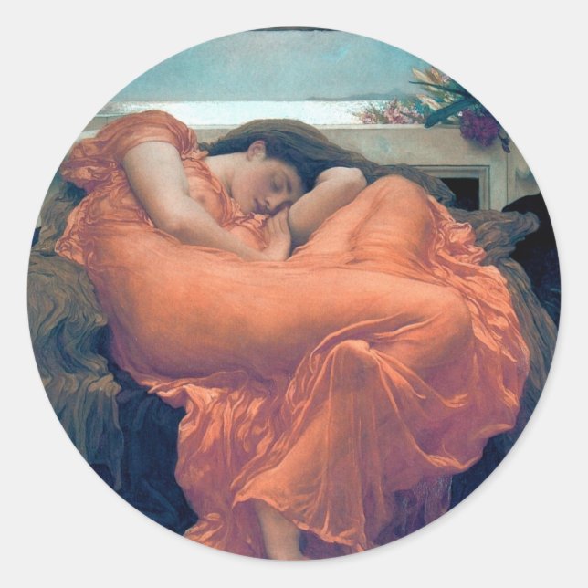 Pegatina Redonda Flamante pintura al vestido de naranja de junio (Anverso)