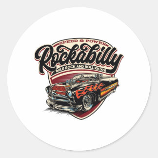 Pegatina Redonda Flamas de velocidad Rockabilly Hotrod - pos