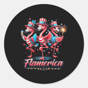 Pegatina Redonda Flamenco 4 De Julio Patriótico Usa Independencia F