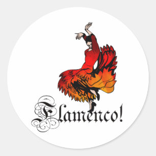Pegatina Redonda Flamenco Dancer