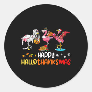 Pegatina Redonda Flamenco Feliz Hallothanksmas Halloween Día de Acc