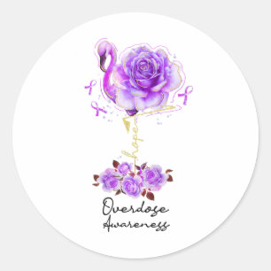 Pegatina Redonda Flamenco Floral Esperanza Cinta Morada Sobredosis 