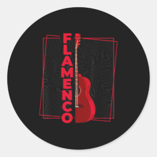 Pegatina Redonda Flamenco _ Guitarra de Baile Español _ Flamenco Es