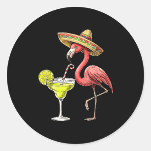 Pegatina Redonda flamenco mexicano sombrero margarita cinco de mayo