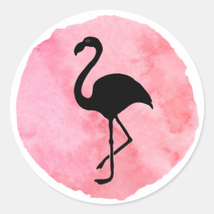 Pegatina Redonda Flamenco Rosa Claro