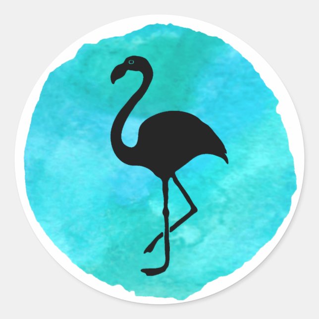Pegatina Redonda Flamenco Teal (Anverso)