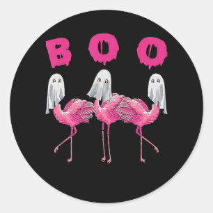 Pegatina Redonda Flamencos   Disfraz Flamingo Boo Halloween