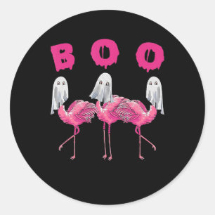 Pegatina Redonda Flamencos Disfraz Flamingo Boo Halloween