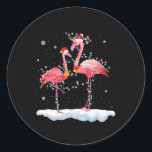 Pegatina Redonda Flamencos | Flamingo Christmas Tree Santa Hat Xmas<br><div class="desc">Flamencos | Flamingo Christmas Tree Santa Hat Xmas</div>