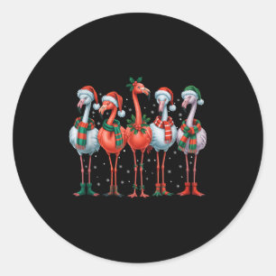 Pegatina Redonda Flamencos Nk Divertidos Árbol De Navidad Xmas Copo
