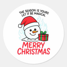 Pegatina Redonda Flaming Snowman Christmas Festive Vinyl Decal