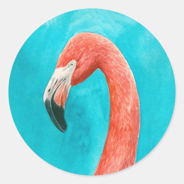 Pegatina Redonda Flamingo (Anverso)